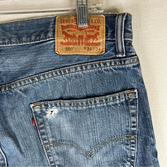 Levi's Jeans Men's Blue 550 Relaxed Fit Straight Leg Cotton 5 Pockets 34x34 - Picture 13 of 13